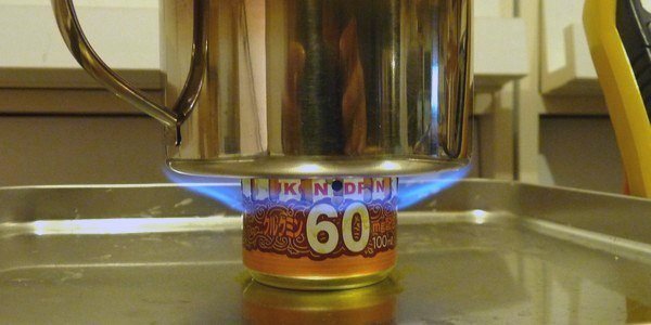 SiSO-LAB アルコールストーブ、ウコン缶でグルーブストーブ製作、あふれ対策実験