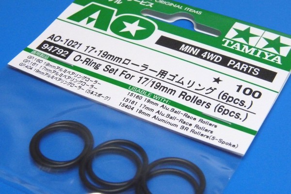 TOYz BAR◆94792 AO-1021 17・19mmローラー用ゴムリング (6pcs.)／ミニ四駆グレードアップパーツ