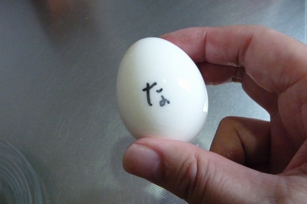 SiSO-LAB☆ダイソーたまごプッチン穴あけ器で上手にゆで卵実験。何もしていない卵。