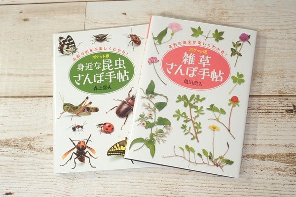 SiSO-LAB☆文庫簿サイズのポケット図鑑、雑草と昆虫さんぽ手帖。