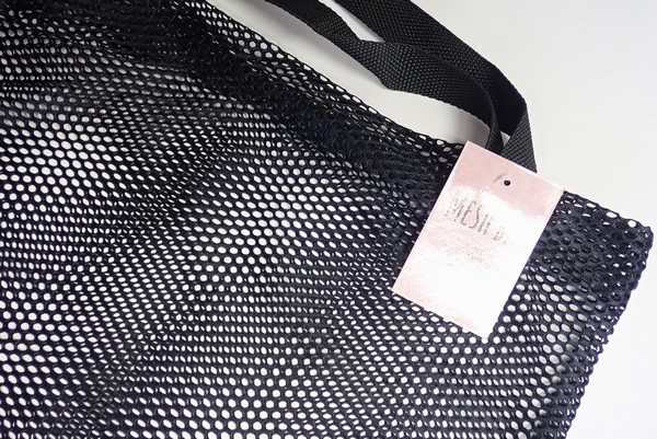 百均浪漫◆21cmの折りたたみ水くみバケツにぴったり！メッシュバッグ 約45x35x8cm @100均 レモン