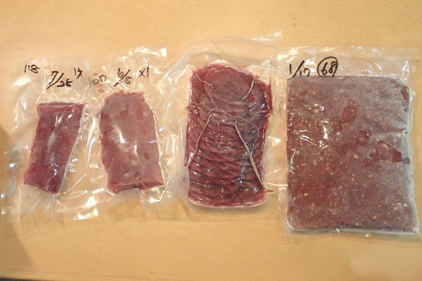 SiSO-LAB☆ふるさと納税・ジビエ・岐阜県山県市・シカ肉約1.1kg。全部並べてみた。